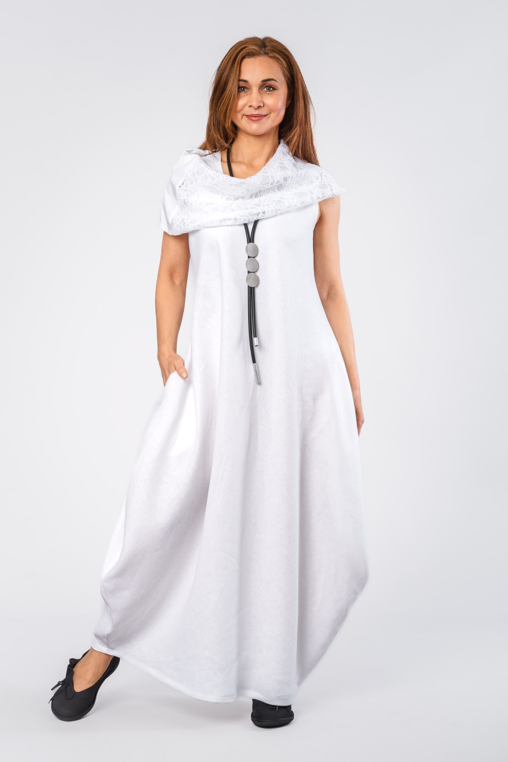 Pinterest Kleid in Tulpenform aus Leinen in weiß